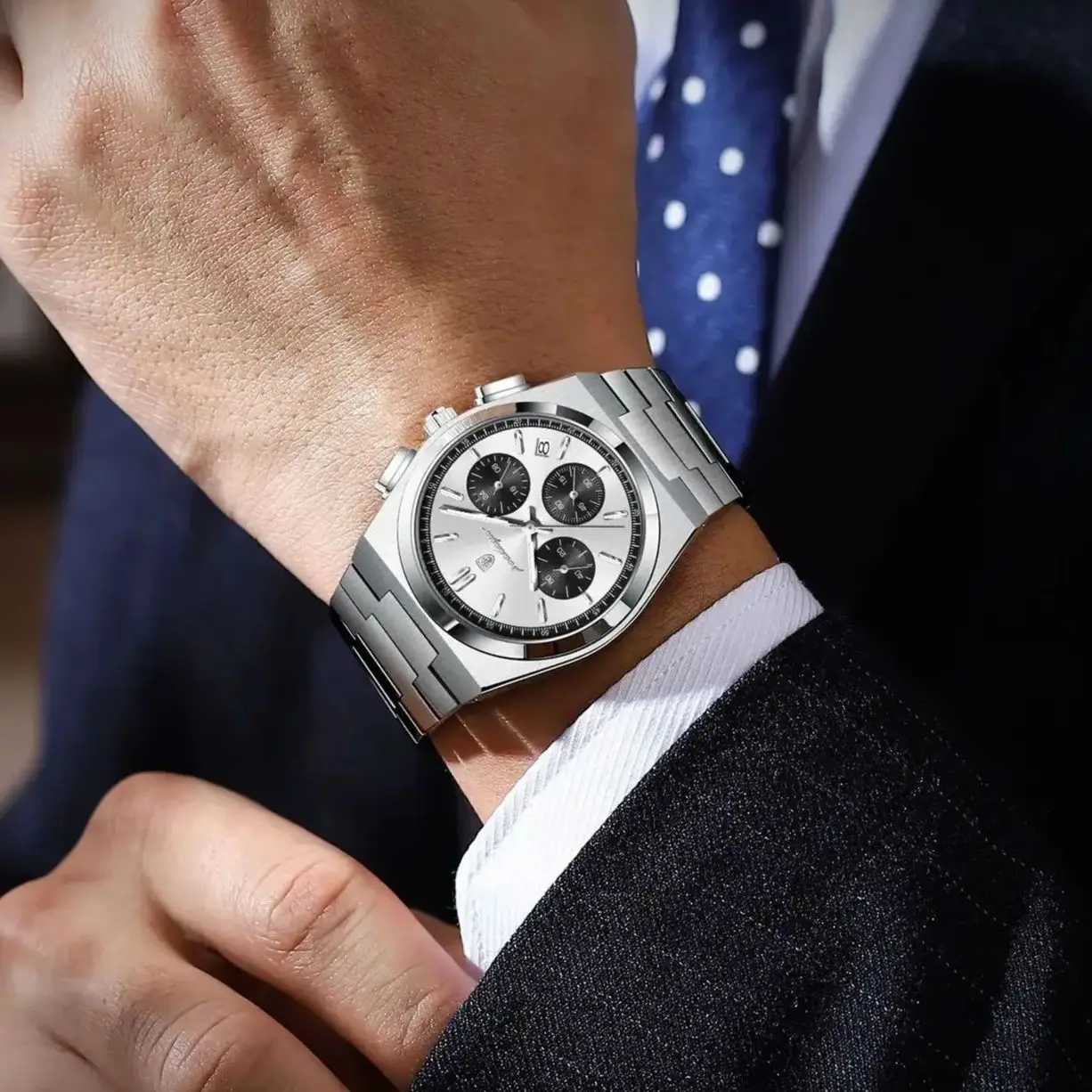 Reloj POEDAGAR para Hombre de Negocios, Cronógrafo, Fecha, Acero Inoxidable, Clásico, Resistente al Agua, Luminoso, de Cuarzo