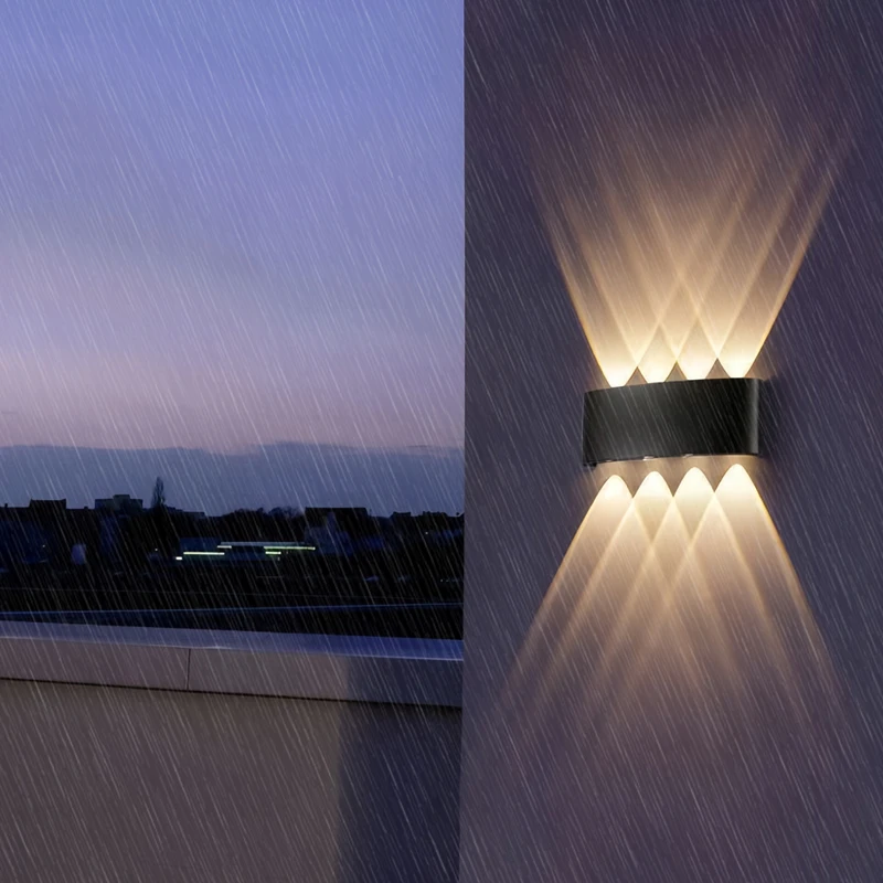Lámpara de pared LED arriba y abajo, luz de pared Interior impermeable para dormitorio, sala de estar, pasillo, iluminación interior y exterior