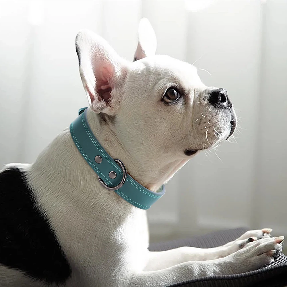 Collar de perro de cuero auténtico suave y duradero, collares de cuero genuino para mascotas para perros pequeños, medianos y grandes, pastor alemán, marrón y negro