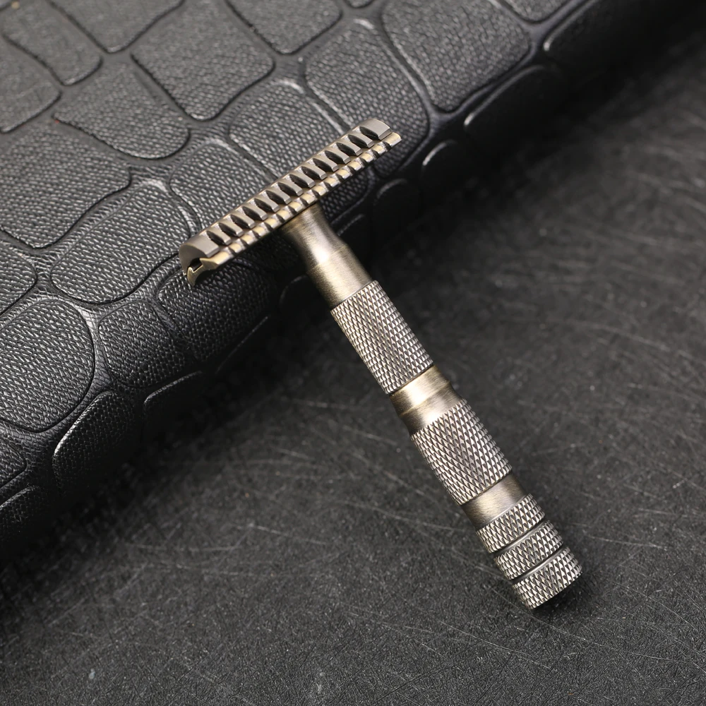 Maquinilla de afeitar de viaje Yaqi con estuche de cuero para hombre