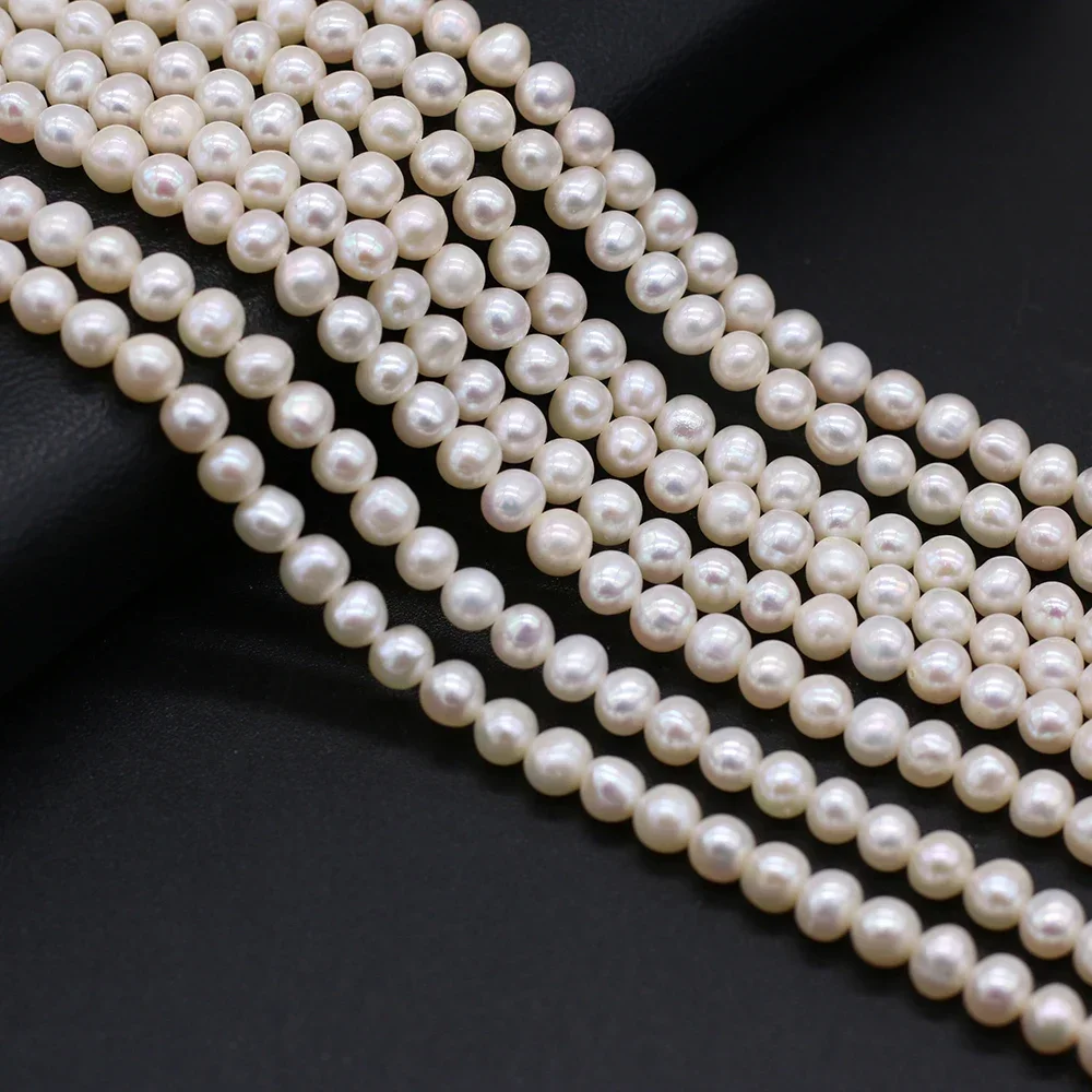 Perlas naturales de agua dulce AAA + de 4-5mm, cuentas espaciadoras de perlas redondas blancas para fabricación de joyería, accesorios para pulseras y collares DIY, regalo