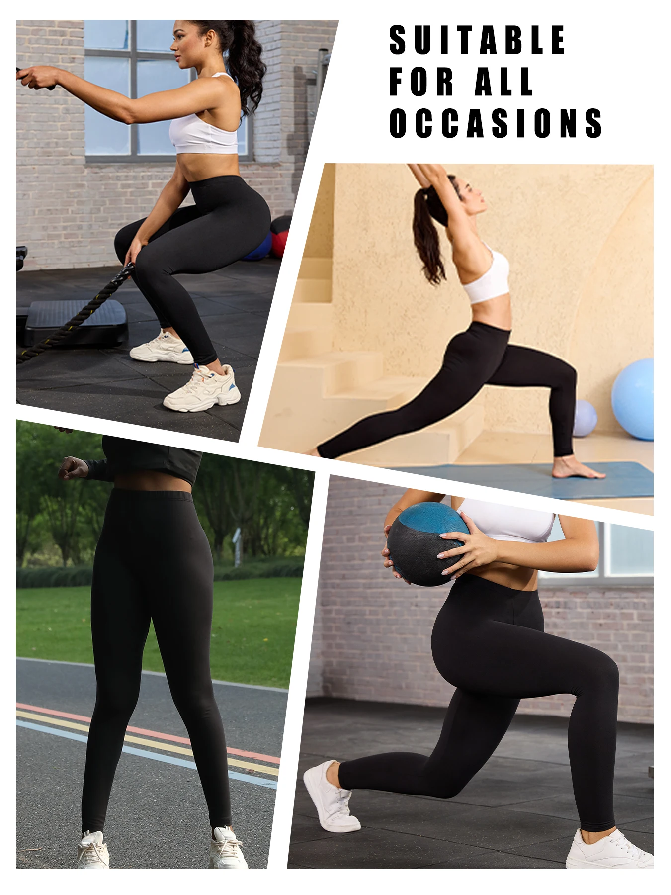 Paquete de 5 Leggings Súper Suaves para Mujer, Pantalones Elásticos que No se Transparentan, para Vestimenta Informal, para Todas las Temporadas