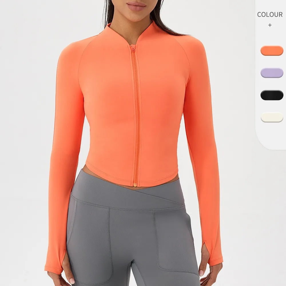 2025 Camisa deportiva de manga larga para Yoga para mujer, cárdigan ajustado de secado rápido con cremallera, Top de entrenamiento, ropa deportiva para correr al aire libre, chaqueta de gimnasio