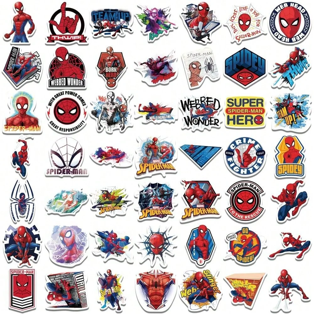 50 Pegatinas de Spider-Man Oficiales, Resistentes al Agua, de Vinilo, para Botellas de Agua, Computadoras Portátiles, Teléfonos, Cuadernos, Decoración