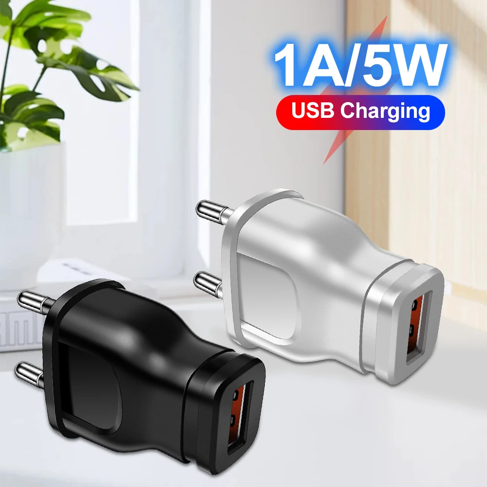 Puerto de cargador USB de 5V y 1A, cargador de fuente de alimentación, cargadores de pared, adaptador de corriente pequeño para Iphone, Samsung, Huawei, Xiaomi, Redmi Mobile