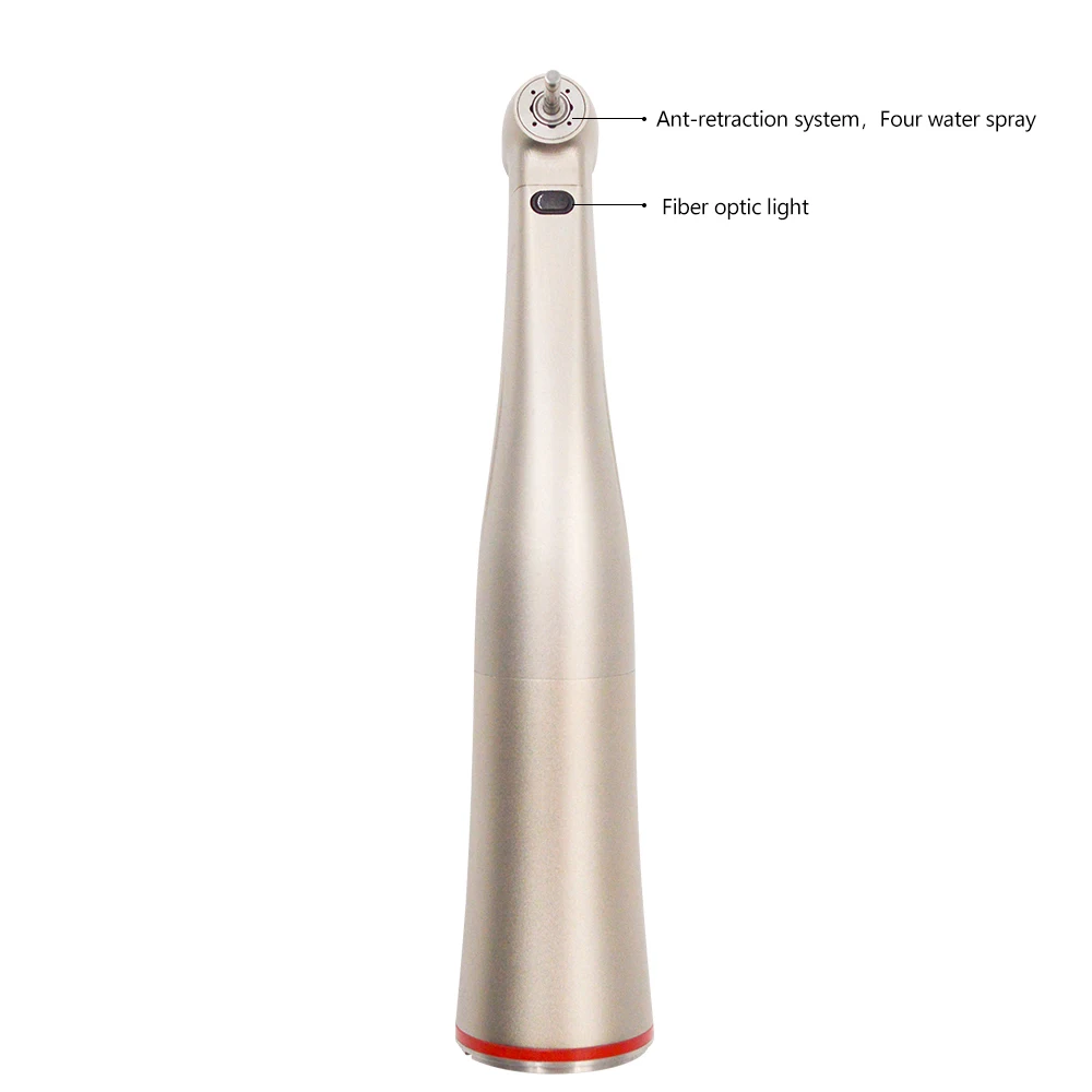 Pieza de mano dental contra-ángulo multiplicadora de velocidad 1:5 con luz de fibra óptica y spray de agua, tipo E, para clínica dental y laboratorio