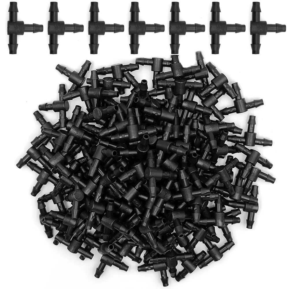 WUJIE-conector en t de 3 vías de púas de plástico, 50 piezas, para tubería de riego de 4/7mm, acoplamientos de manguera, herramientas de jardín de riego por microgoteo