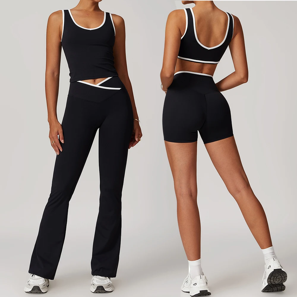Conjunto de 2 uds de Yoga para mujer, chándal con sensación desnuda, conjuntos de entrenamiento, ropa de gimnasio, Push Up, Fitness, correr, ropa deportiva, Sujetador deportivo, traje de mallas