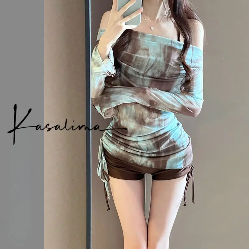 Traje de baño Bikini dividido para mujer Conjunto de tres piezas Reunión sexy, que cubre el vientre muestra el peso, remojo en vacaciones de aguas termales
