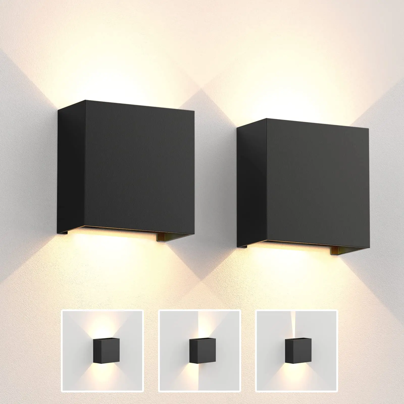 Apliques de pared LED, lámpara de pared IP65 moderna para interiores y exteriores de 6W, luces de montaje en pared arriba y abajo para sala de estar, pasillo y dormitorio