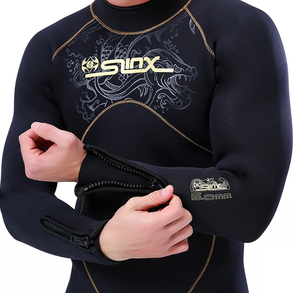 Traje de neopreno grueso de 5mm para hombre, ropa de buceo de manga larga, sub pesca, neopreno, Surf, snorkel, traje de baño, traje de vela, equipo de playa