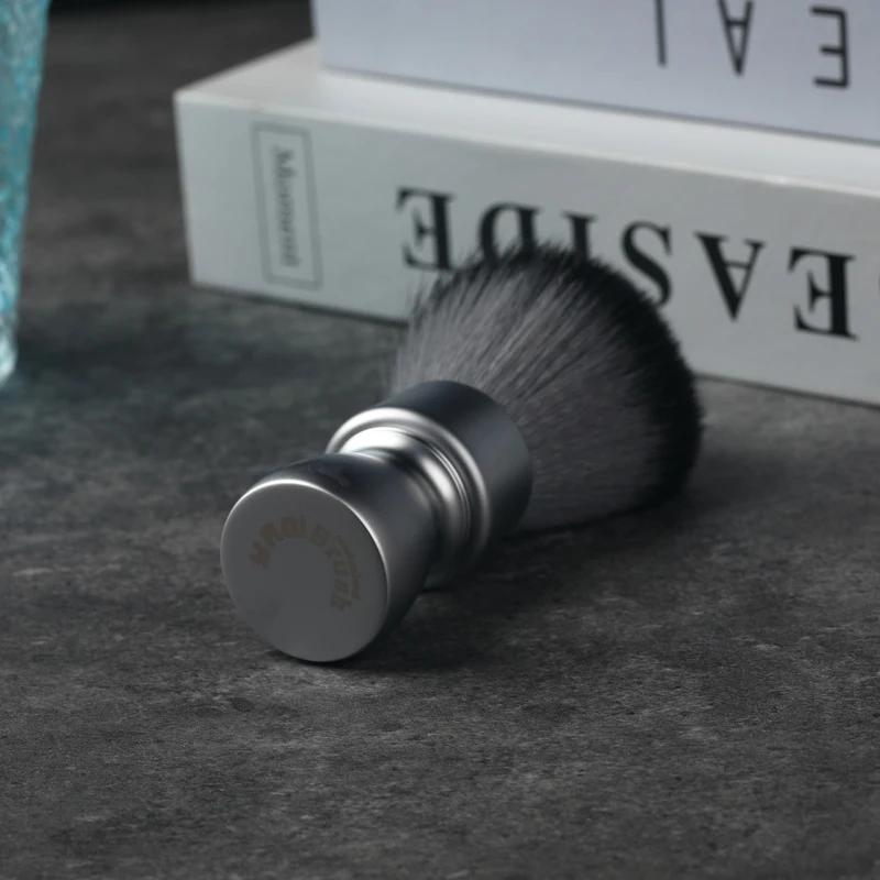 YAQI-brocha de afeitar con mango de Metal pesado para hombre, pelo sintético Timber Wolf, con nudo de esmoquin