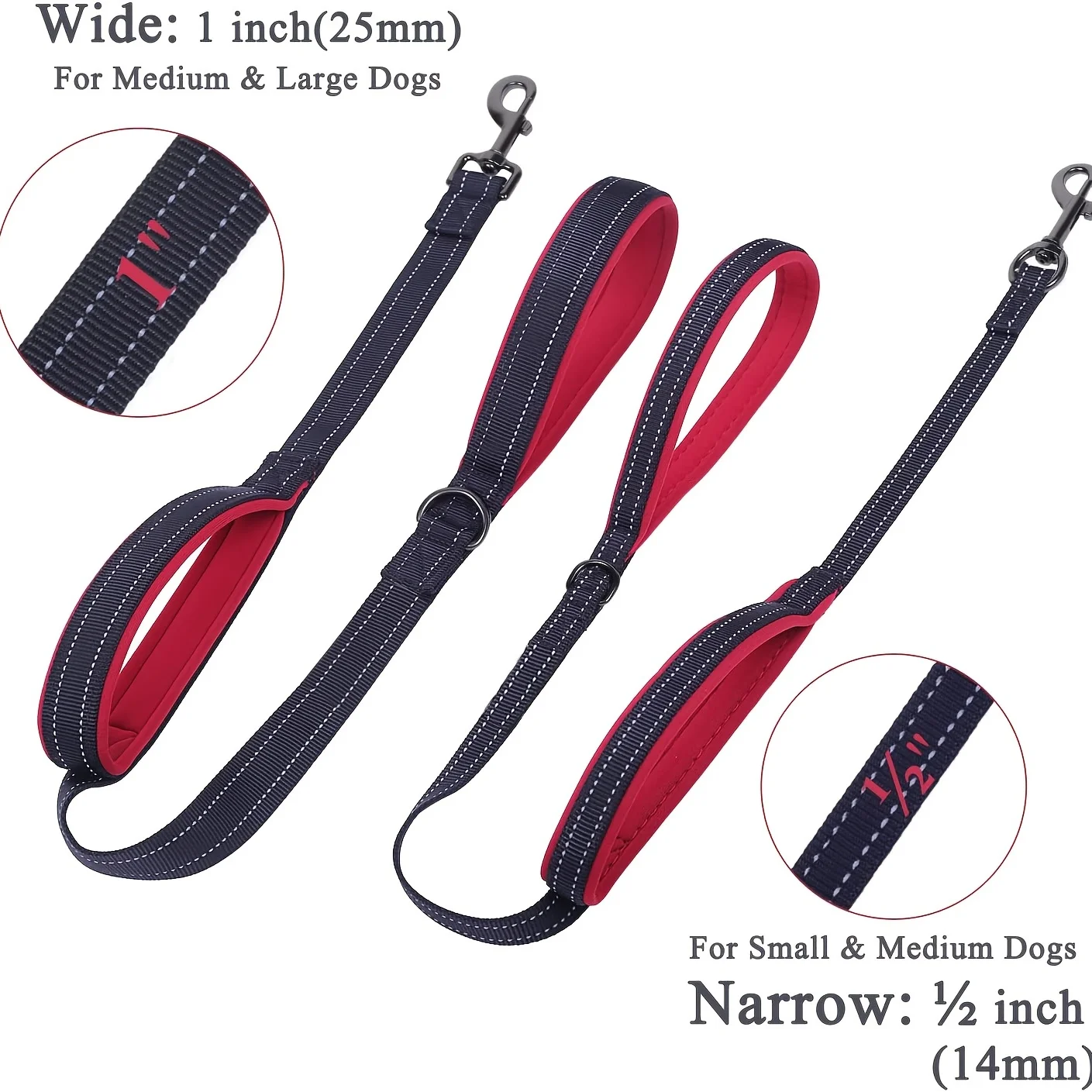 Correas para perros, cadena de entrenamiento para perros de viaje al aire libre, plomo resistente con doble mango para mayor Control, entrenamiento de seguridad, doble mango