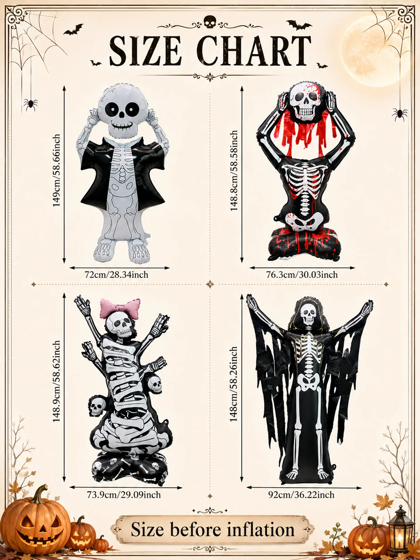 1 globo de calavera de Halloween (estilos variados) – Adecuado para decoraciones de Halloween, eventos temáticos de calaveras, fiestas de terror.