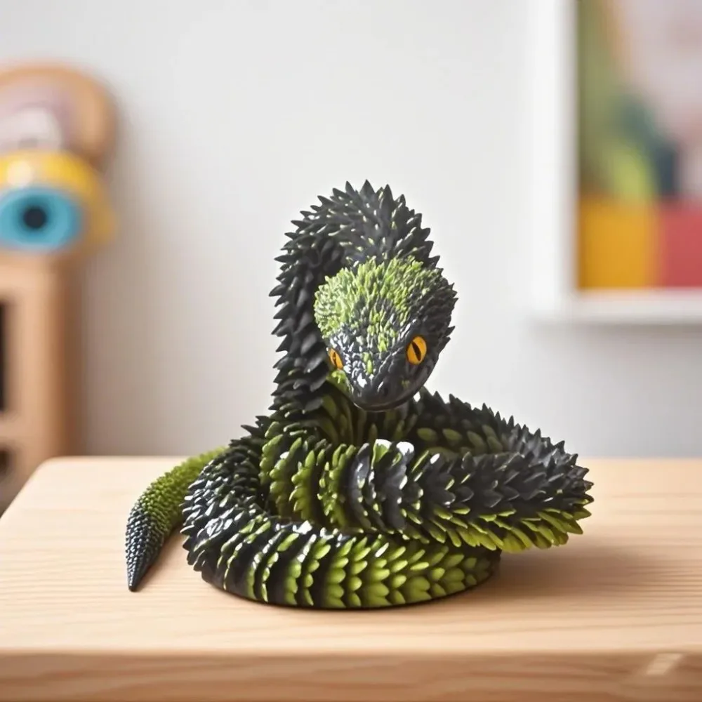 Serpiente Impresa en 3D, Multiarticulada, Giratoria, Estereoscópica, Adorno de Escritorio para Oficina, Decoración del Hogar, Modelo Animal, Figura Decorativa para Coche