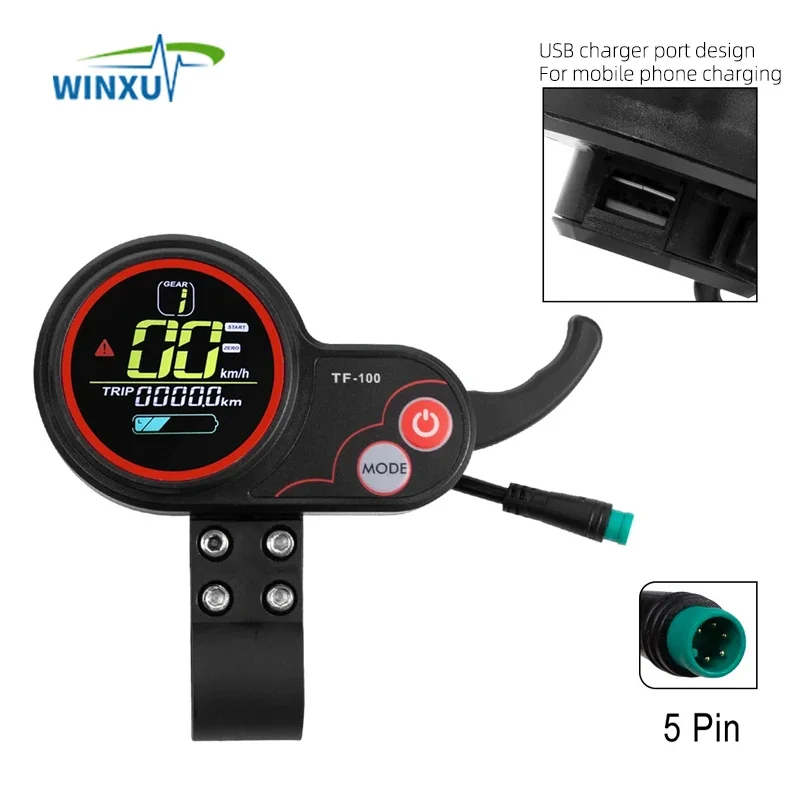 Motor sin escobillas de onda sinusoidal FOC, controlador Universal de TF-100, pantalla LCD a Color, 36V, 48V, 350W, 18A, para patinete eléctrico y bicicleta