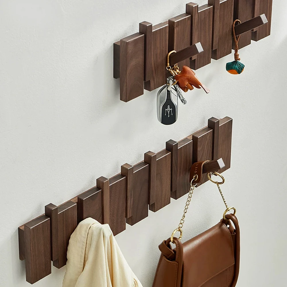 Gancho con forma de tecla de piano, de madera, para la entrada, para colgar abrigos, sombreros, bolsos y llaves. Gancho multifuncional plegable para puerta o pared.
