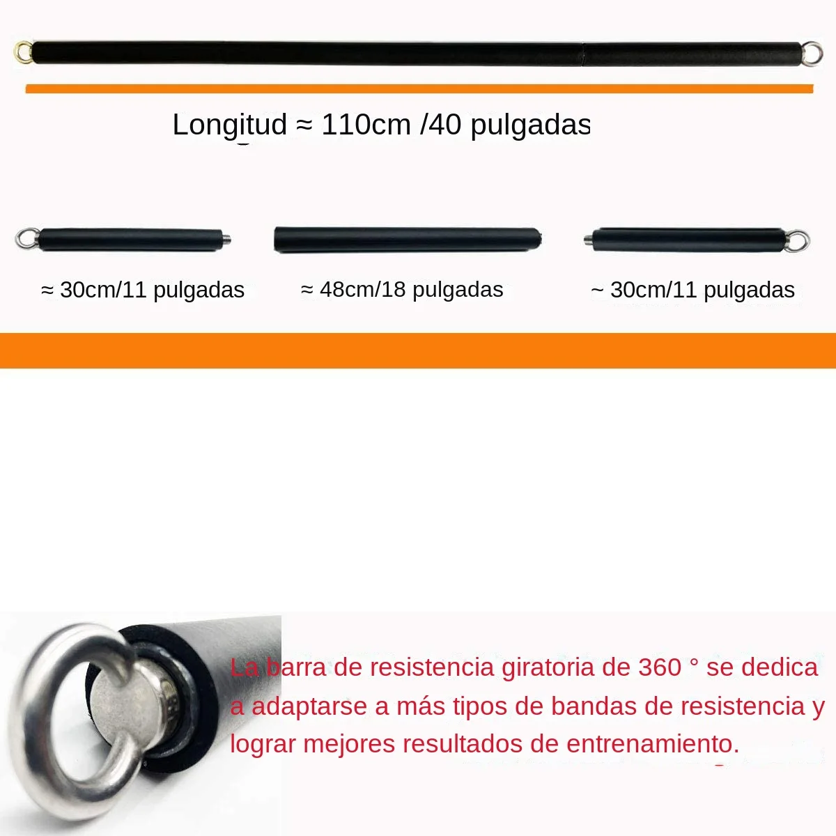Barra de entrenamiento que se adapta a todas las bandas de resistencia con clip, bandas de resistencia portátiles, barra de ejercicio para fitness, gimnasio en casa, entrenamiento de cuerpo completo