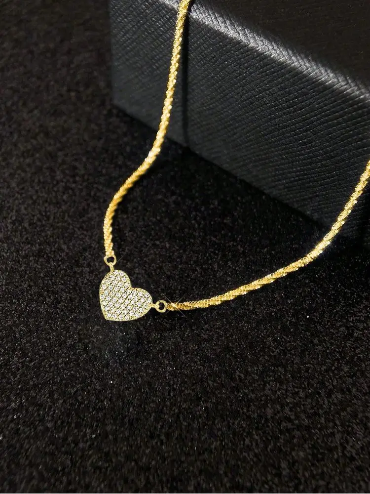 Collar de corazón de amor repleto de circonita para mujer, de Plata de Ley 925, joyería fina de lujo de alta calidad para compromiso y boda