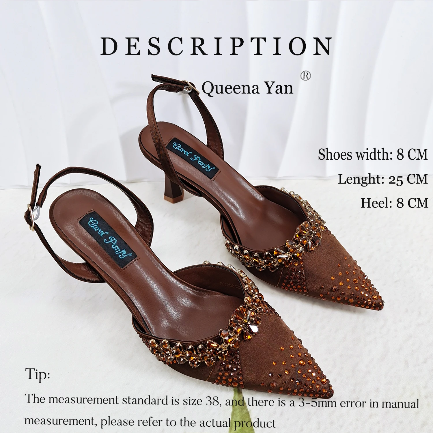 Zapatos de tacón alto sin cordones QueenaYan y bolso pequeño a juego, zapatos de fiesta con punta y bolso o un par de zapatos de trabajo, a la moda en Nigeria