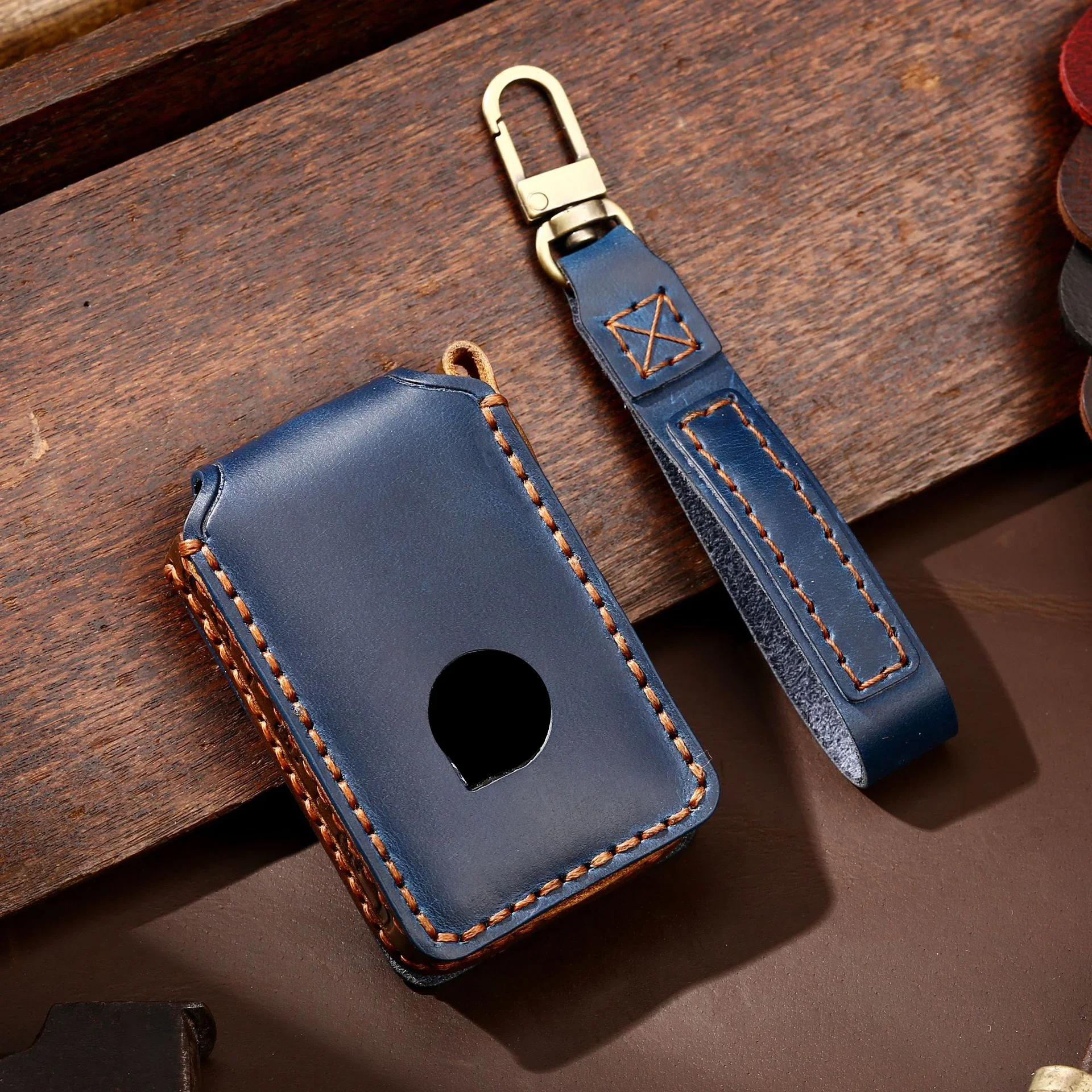 Funda de cuero de lujo para llave de coche, Protector Fob para accesorios Volvo XC60 V60 S60 XC70 V40, llavero, bolsa de carcasa