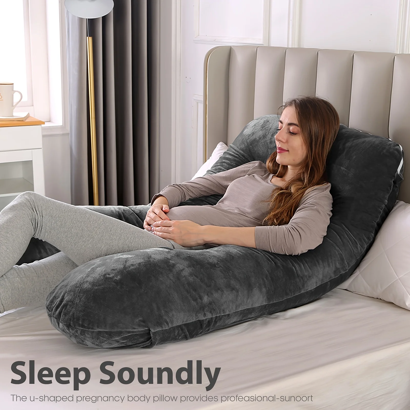 Almohada ergonómica en forma de U para soporte de cuello y espalda, almohada corporal de embarazo de maternidad, cojín para dormir de viaje de oficina para adultos