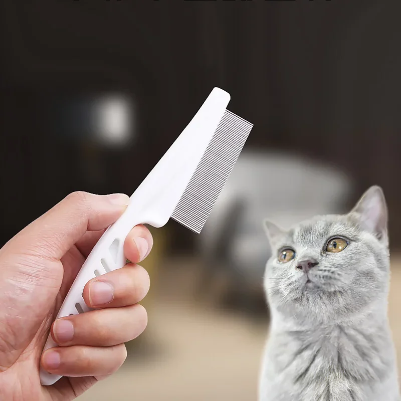 Peine para quitar el pelo de mascotas, peine para pulgas de acero inoxidable para gato, perro, comodidad para mascotas, peine para el cuidado del pelo de las pulgas, cepillo para perros, herramientas de aseo, 1 ud.
