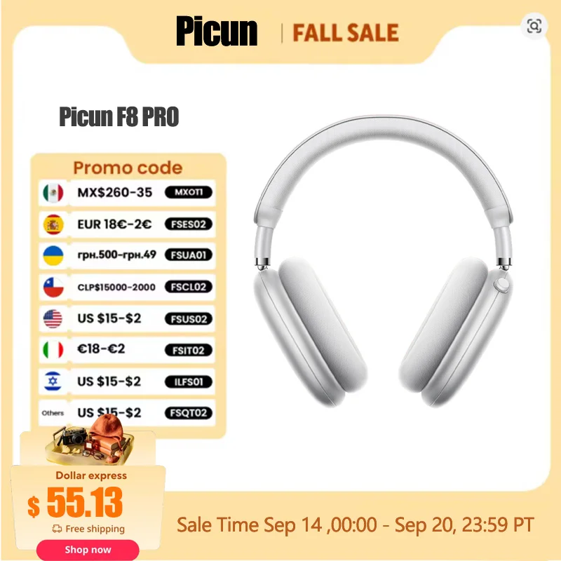 Picun F8 Pro ANC auriculares inalámbricos Audio espacial 3D seguimiento de cabeza-52dB ANC auriculares Bluetooth HIFI ENC HD micrófono aplicación de baja latencia