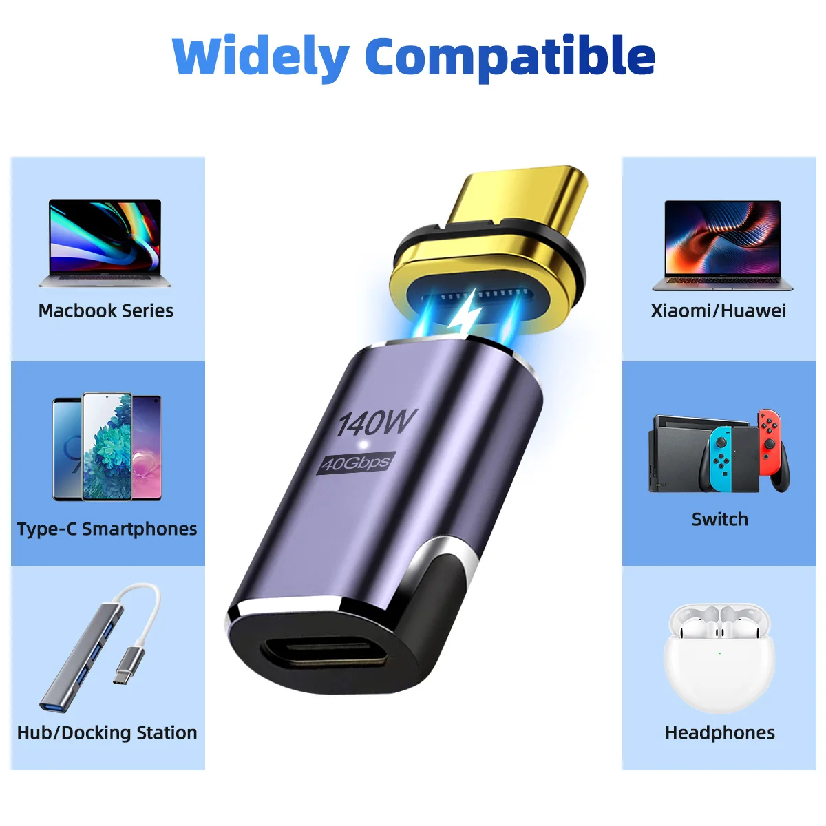140W USB4.0 40Gbps Thunderbolt3 magnético tipo C OTG USB C a USB-C Cable convertidor magnético de carga rápida 8K @ 60Hz adaptador USB tipo C