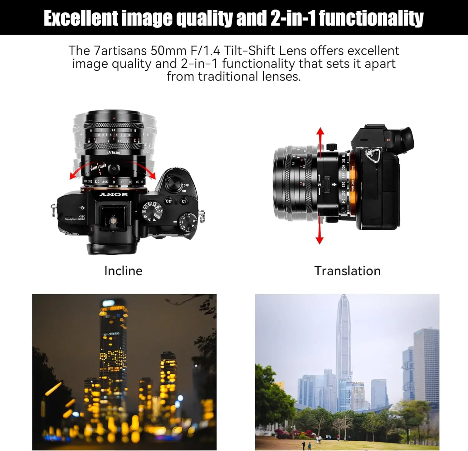 7artisanas 50 mm f1.4 lente manual móvil inclinada gran apertura lente APS - C con Sony e Alpha 6400 zve10 a7s a7r fujifx e - M1 Mark II / E - M10 Mark IV micro 4 / 3 e - PL1 e - M10 gh1 / gh2 / GH3 / gh4