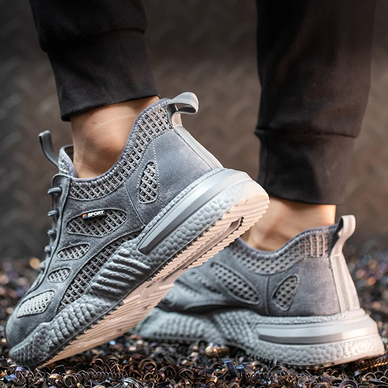 Zapatos de seguridad transpirables para el trabajo, zapatos con punta de acero, antiaplastamiento, antipuñaladas, zapatos indestructibles, botas de protección para hombre