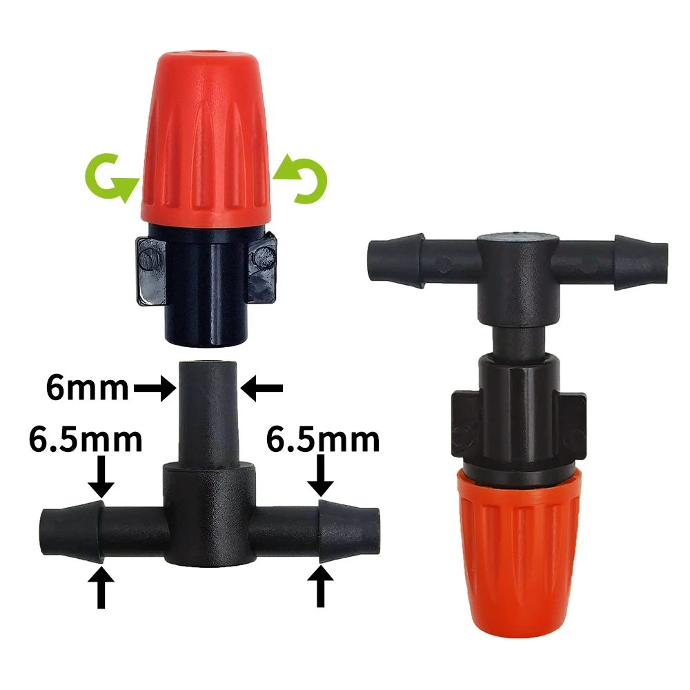 Boquilla de riego por goteo para jardín, rociador atomizador de nebulización, sistema de riego por goteo con conector en T de manguera, 1/4 pulgadas, 20 piezas