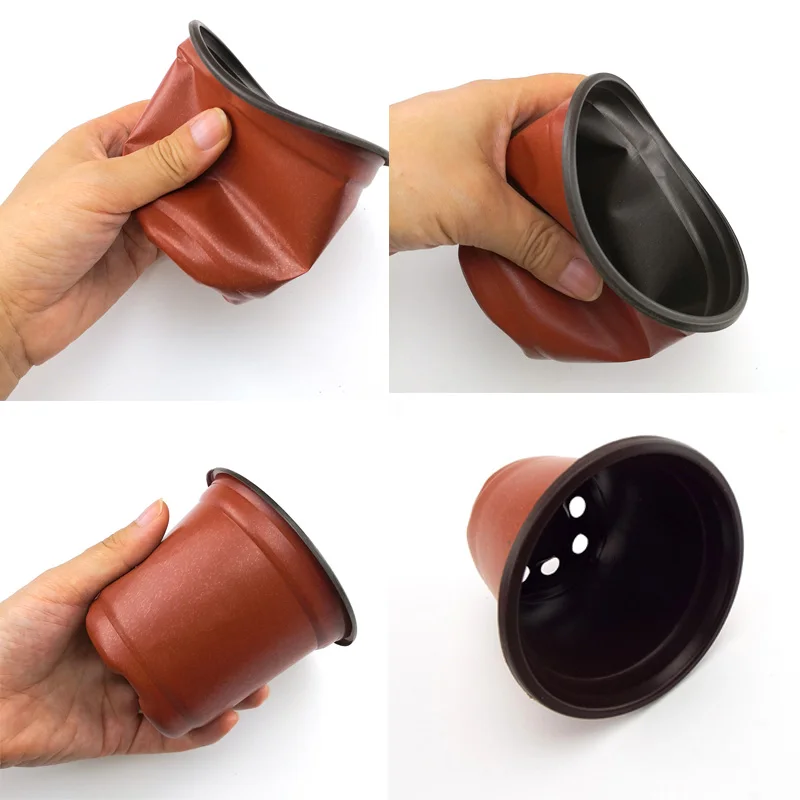 Maceta de plástico para cultivo, bandeja resistente a caídas para plantas de jardín del hogar, taza para vivero, macetas para plantas de flores E2