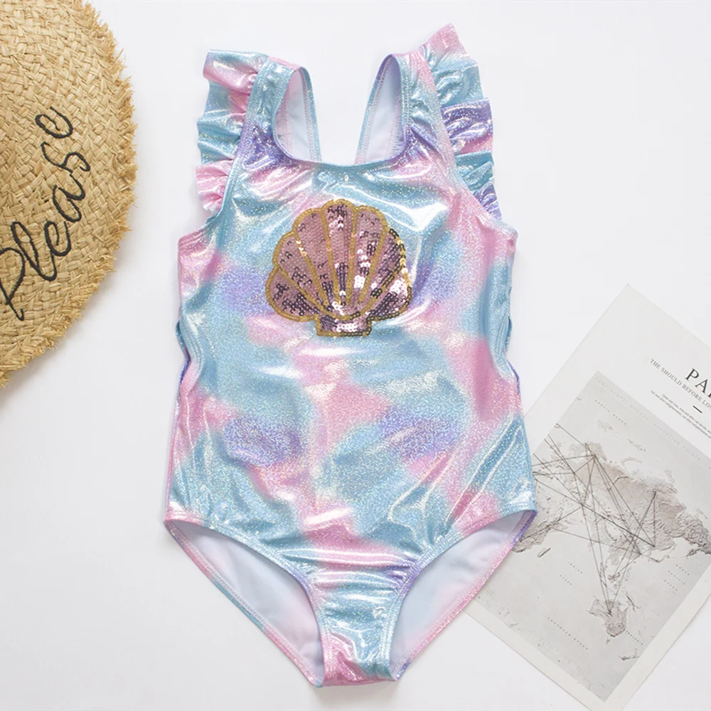 Traje de Baño para Niñas con Diseño de Escamas de Pescado 2026, Bordado en Forma de Concha, Traje de Baño de Una Pieza para Niñas, Ropa de Playa, Monokini