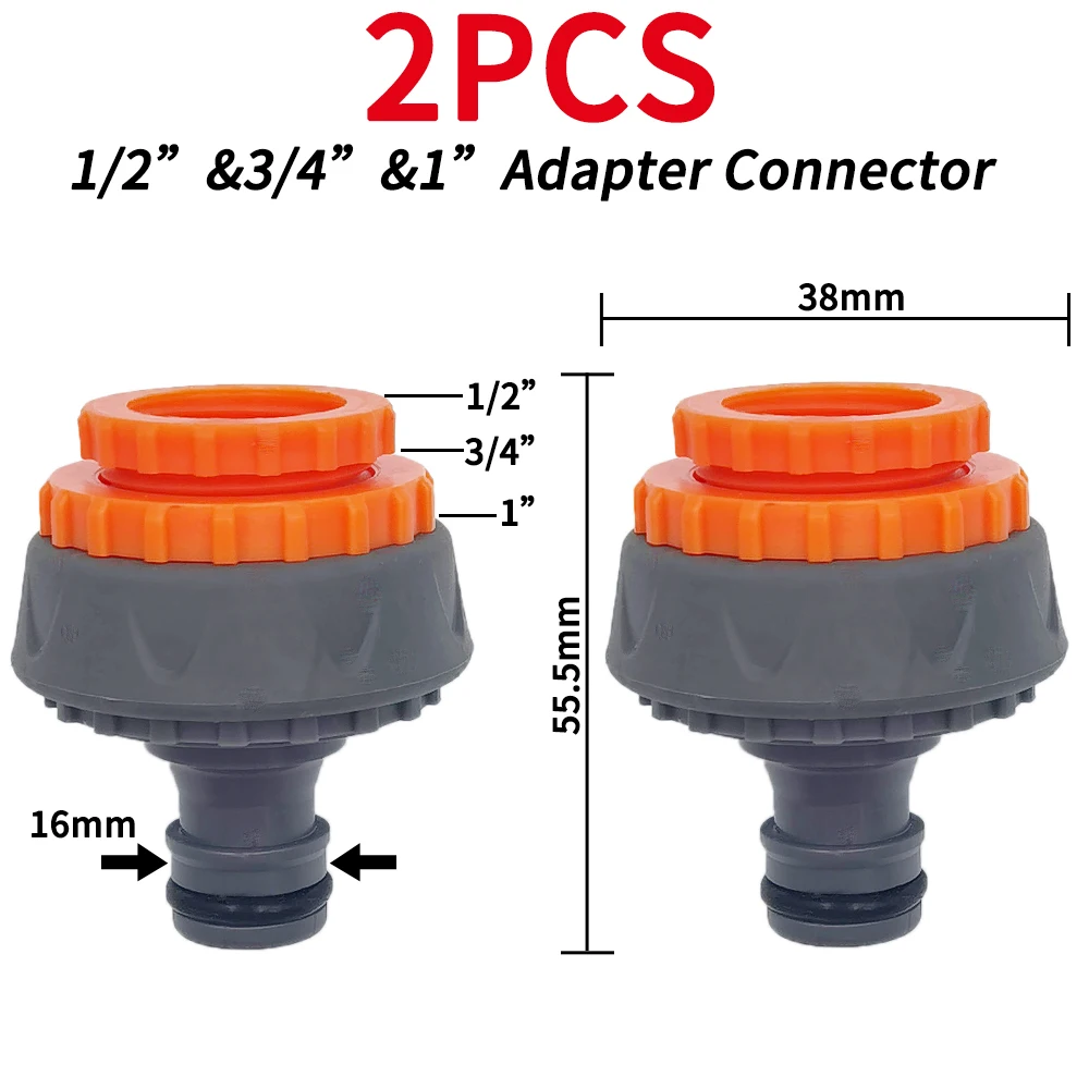 Adaptadores de grifo de jardín, conectores rápidos, divisores de agua de riego por goteo de 1/2 ", 3/4", junta de pezón macho de hilo femenino, manguera de 1/4"