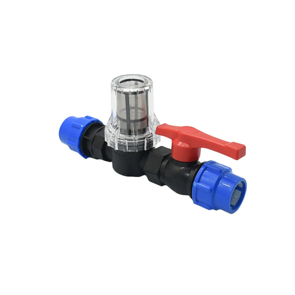Filtro de agua de tubo de PE de 25mm y 32mm con tubo de plástico, conector rápido, filtro de malla 80, adaptador de riego por goteo para jardín