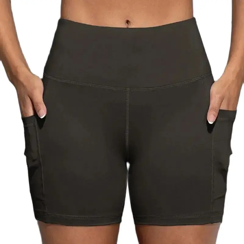 CHRLEISURE pantalones cortos de Yoga con bolsillos de cintura alta levantamiento de glúteos ciclismo ajustado elástico ajustado correr Fitness mujeres pantalones cortos ropa deportiva