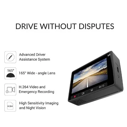 Cámara Inteligente para Auto Xiao YI con ADAS, Pantalla de 2.7 Pulgadas, Full HD 1080P, Visión Nocturna, Versión Internacional en Inglés