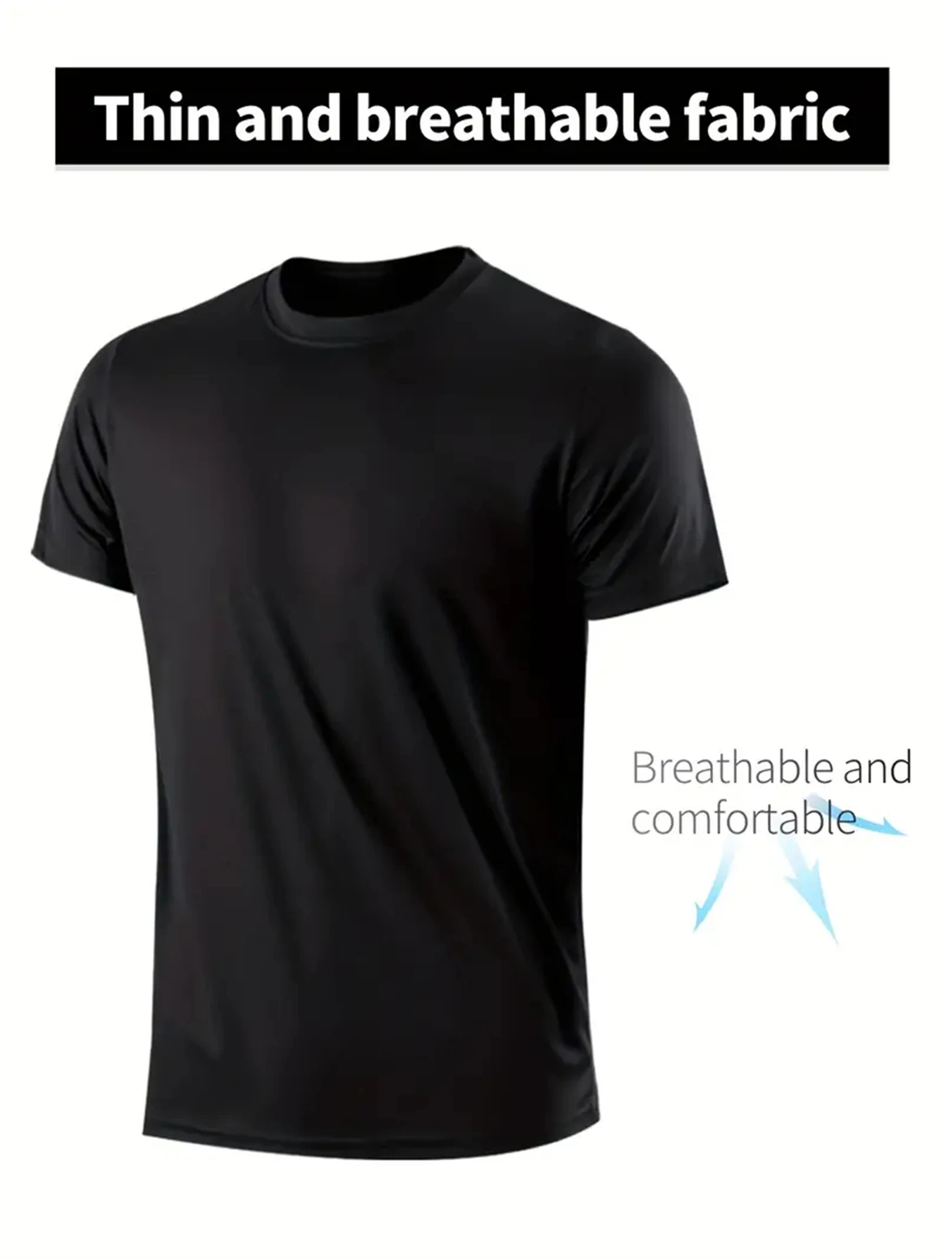Ropa deportiva deportiva para hombre, camiseta informal con cuello redondo, sección delgada, secado rápido, transpirable, ciclismo, correr, manga corta, verano
