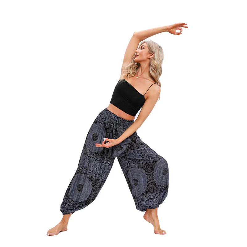 Pantalones De Yoga bohemios para Mujer, Hippie, Harem, estampado teñido, ropa De cintura alta, Pantalone De Mujer, Cintura Alta, Calca femenina, playa