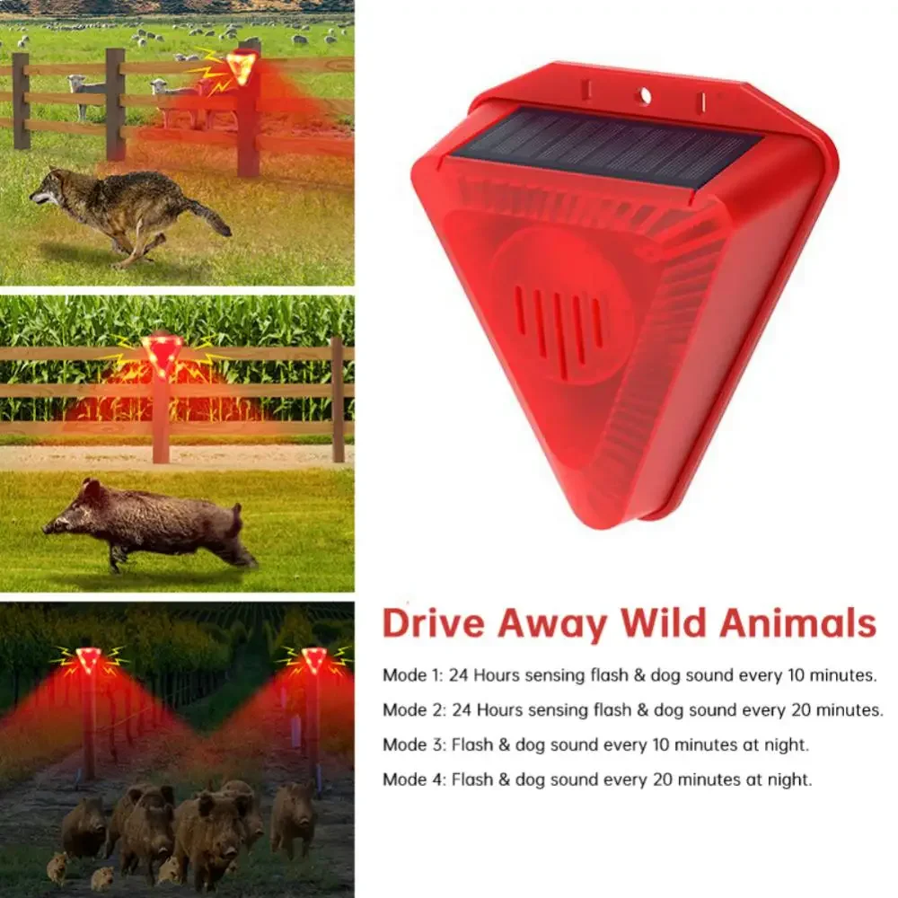 Lámpara de alarma Solar, sirena, Sensor de movimiento inalámbrico, impermeable para exteriores, luz de alarma de 129dB, Detector de sistema de alarma salvaje de lobo