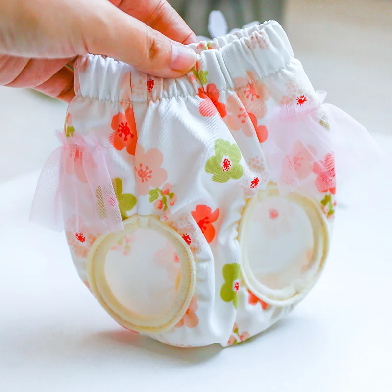 Ropa interior fisiológica para mascotas, pantalones menstruales, pañales reutilizables para perros, bragas térmicas florales de encaje para perros, pantalones cortos femeninos para Chihuahua