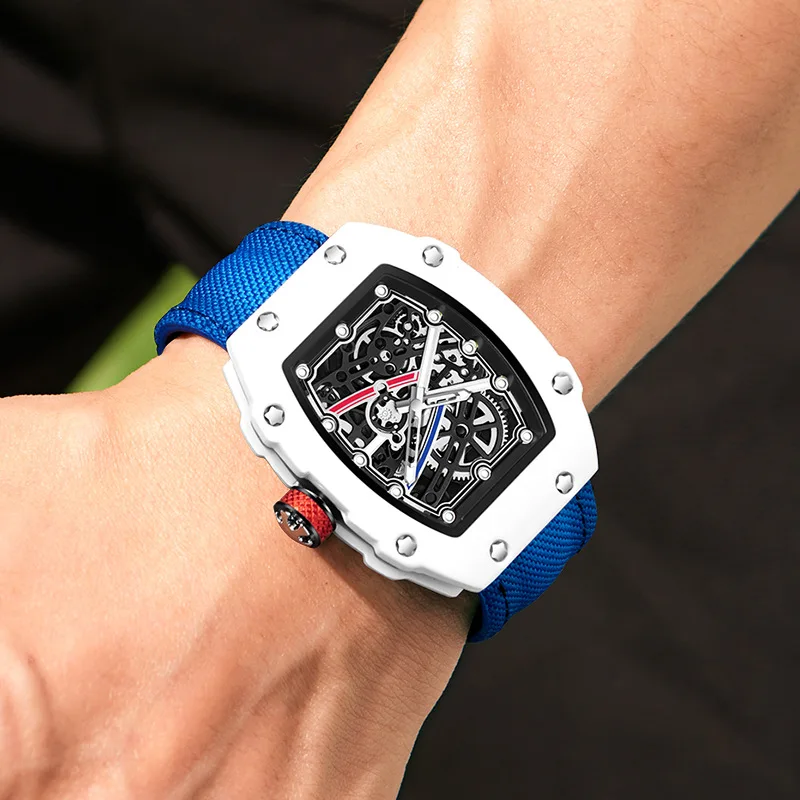 Reloj de Cuarzo Ultrafino con Forma de Barril para Hombre, Diseño Elegante y Luminoso, Correa de Nailon Impermeable