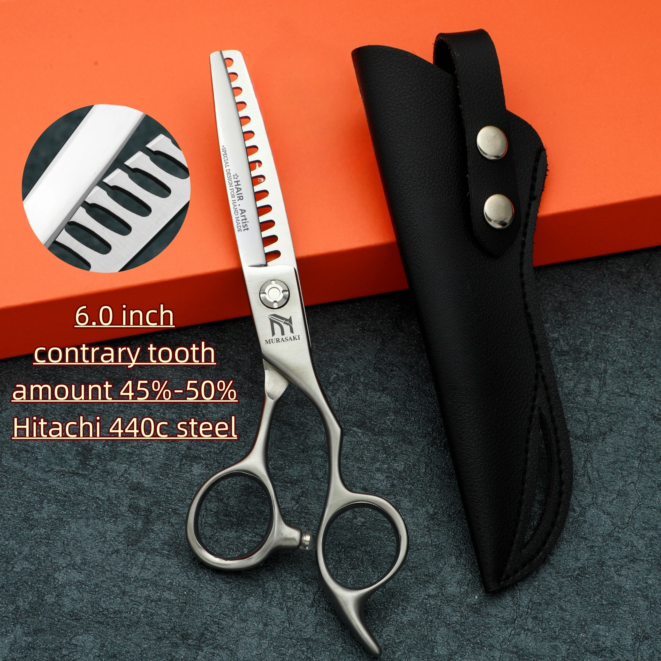 Tijeras de barbero profesionales, tijeras de entresacar de 6.0 pulgadas, acero Hitachi 440c, máquina para cortar el cabello, accesorios de barbero