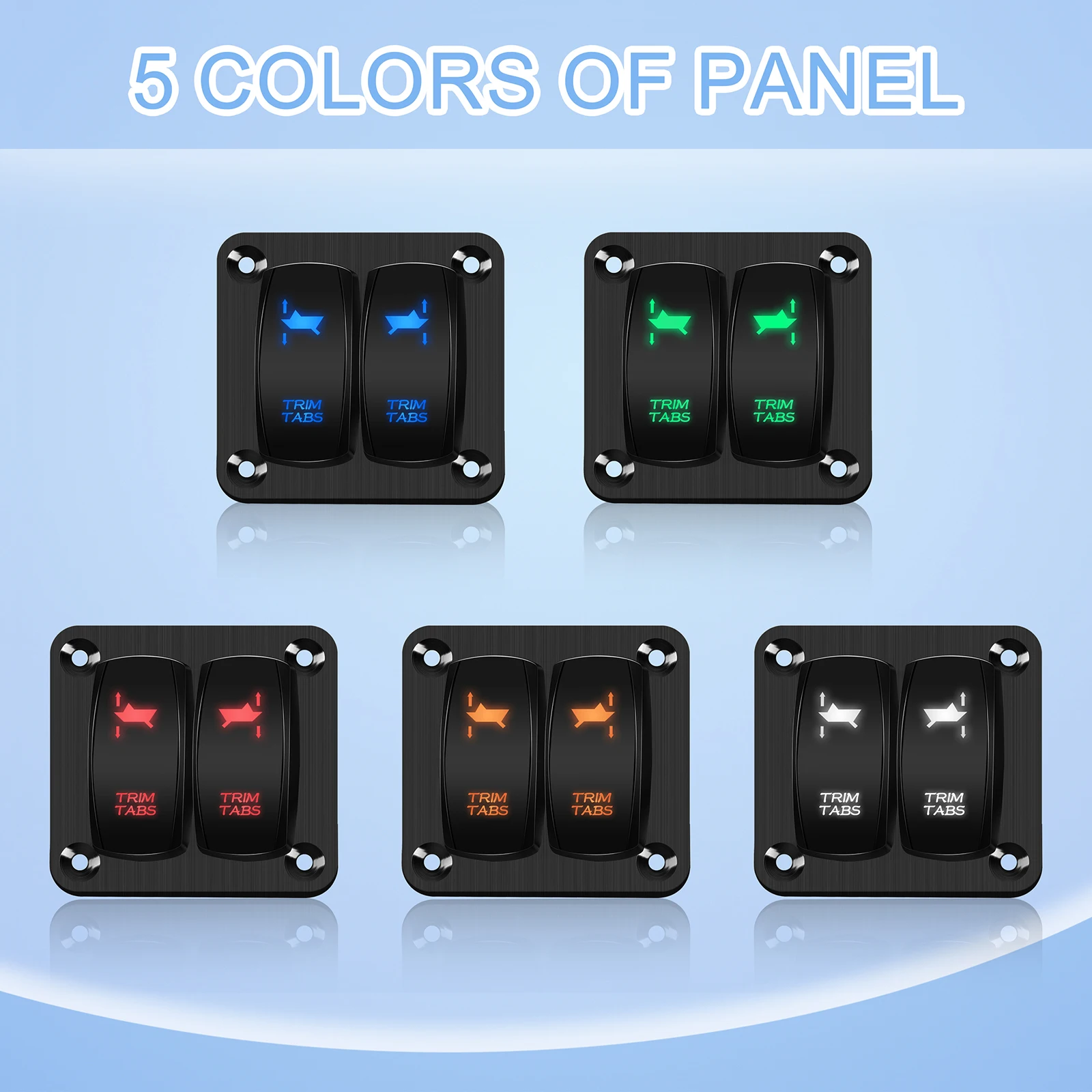 Panel de interruptor de lengüetas de ajuste (encendido)-apagado-(encendido) Panel de interruptor basculante momentáneo para consola de barcos marinos 12V/20A 24V/10A impermeable IP68