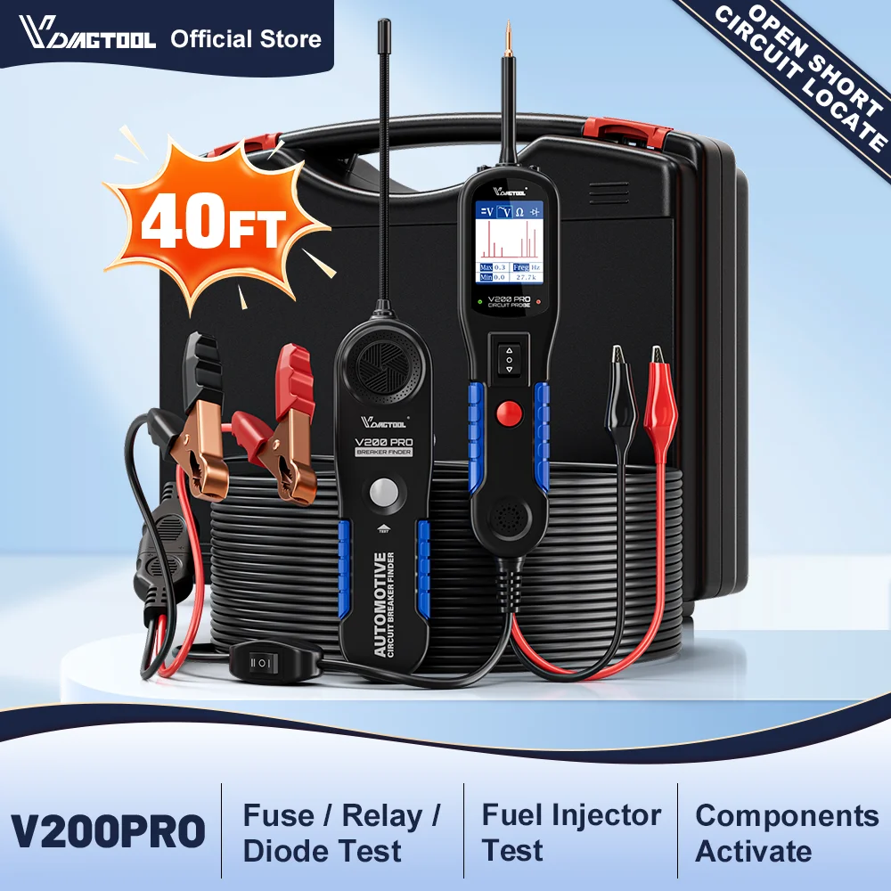 VDIAGTOOL V200PRO Probador de Circuitos Automotrices 2026, Sonda de Circuitos de Potencia 12/24V, Buscador de Cortocircuitos, Circuitos Abiertos y Disyuntores