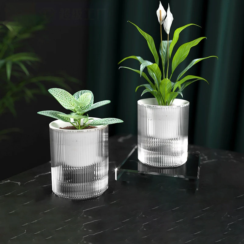 Maceta de autorriego para interiores, maceta de plantas hidropónicas suculentas, Mini macetas, pecera, maceta de mesa, decoración de bonsái para el hogar