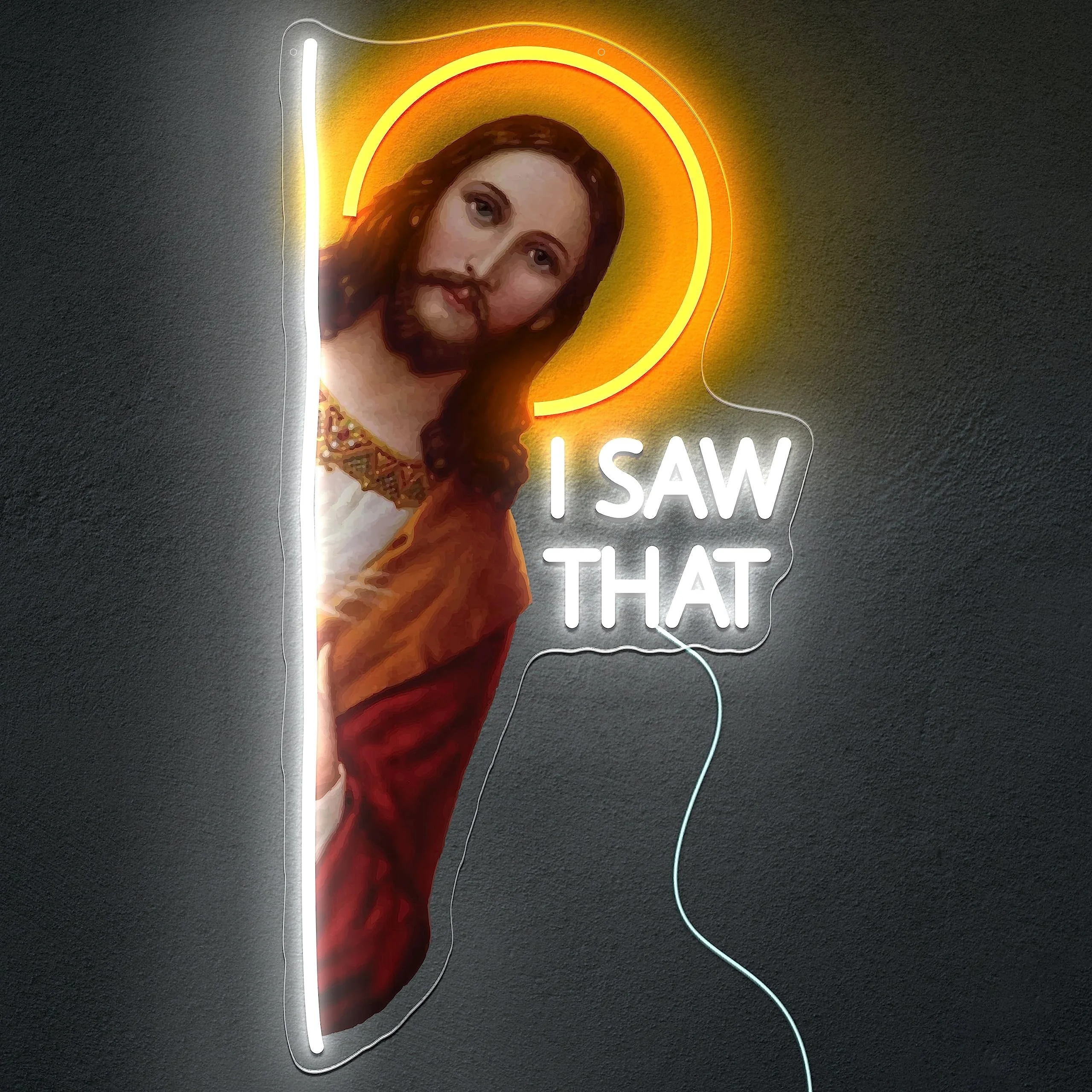 Me visto ese letrero de neón Dios decoración de pared de neón con brillo ajustable luz LED decoración para sala de estar regalo divertido para amigos