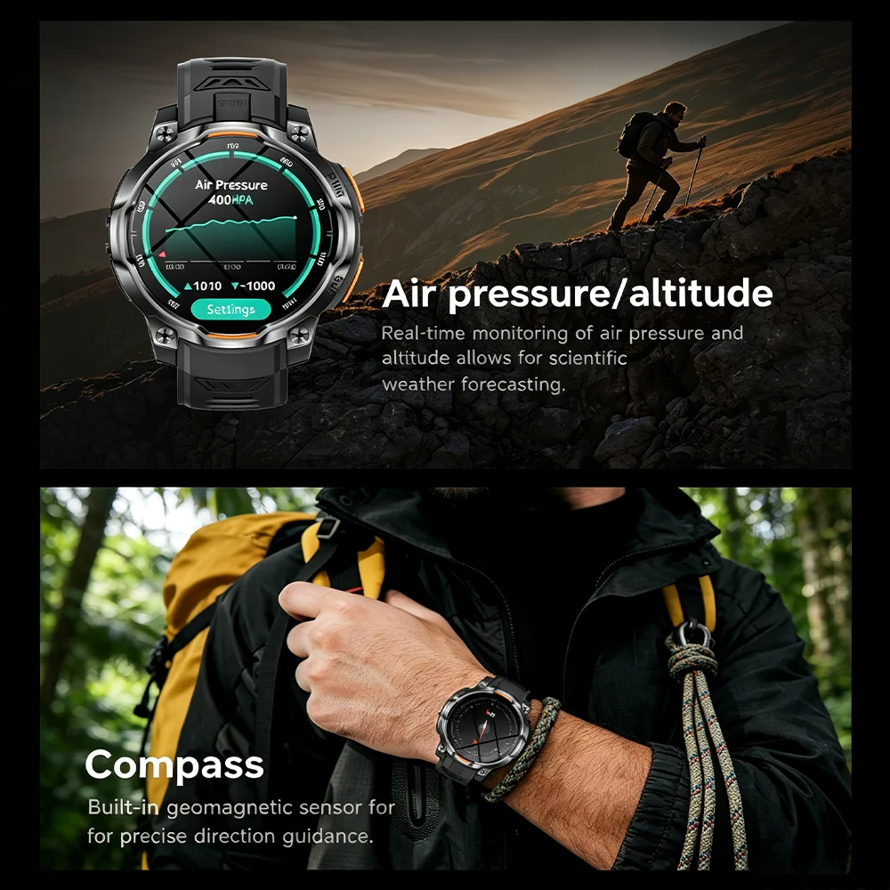Nuevo Reloj Inteligente con GPS y Mapa Offline para Exteriores, Resistente al Agua IPX8, Más de 100 Deportes, Brújula LED, Altímetro, AMOLED, Llamadas Bluetooth