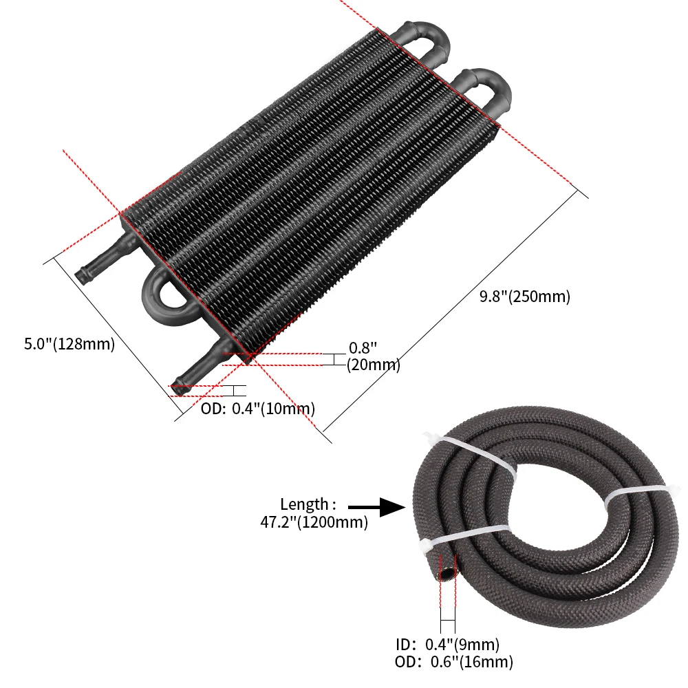 RASTP-4/6/8 filas Kit de enfriador de aceite radiador placa de transmisión de coche de aluminio y enfriador de aceite de aleta convertidor de radiador Manual automático OSA014